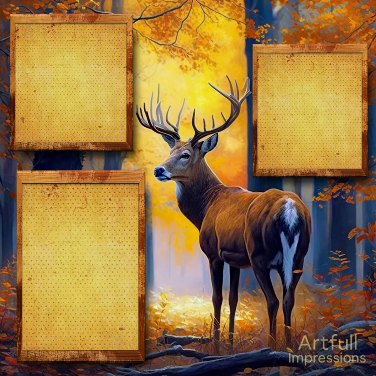 Majestic Autumn Buck in Rustic Fall Forest