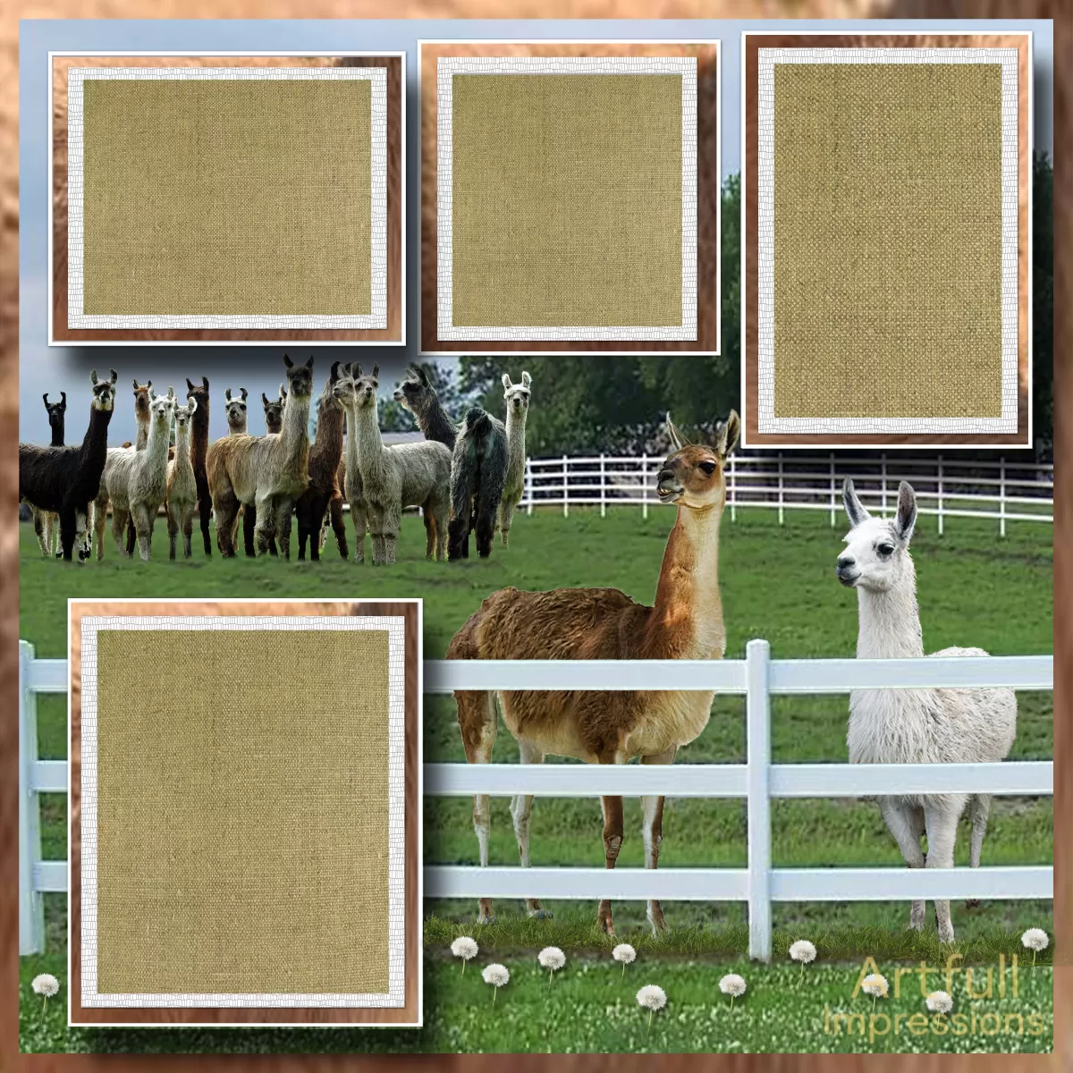 Llamas - Set of 2 Llama Farm Personalized Wall Art or Scrapbook Pages