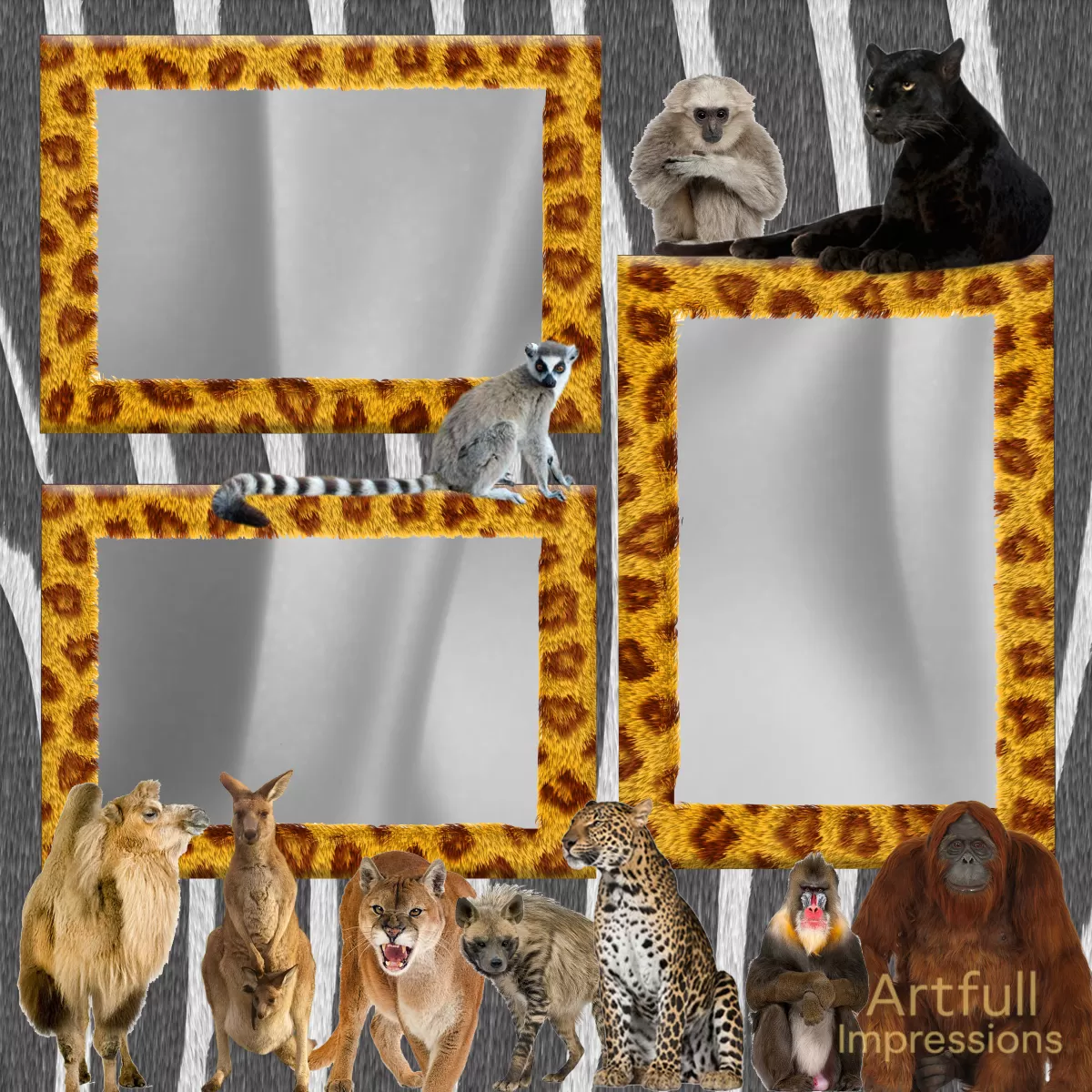 Zoo or Safari- A Set of 2 Personalized Wall Art or Scrapbook Pages
