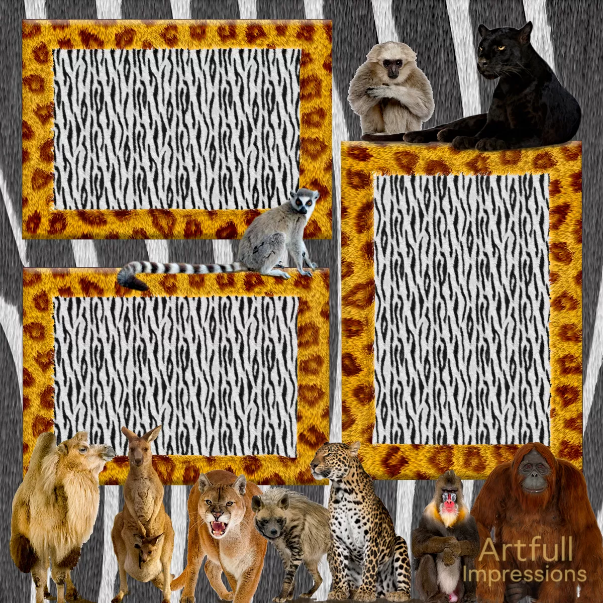 Zoo – Set of 2 “A Visit to the Zoo” Personalized Wall Art or Scrapbook Pages