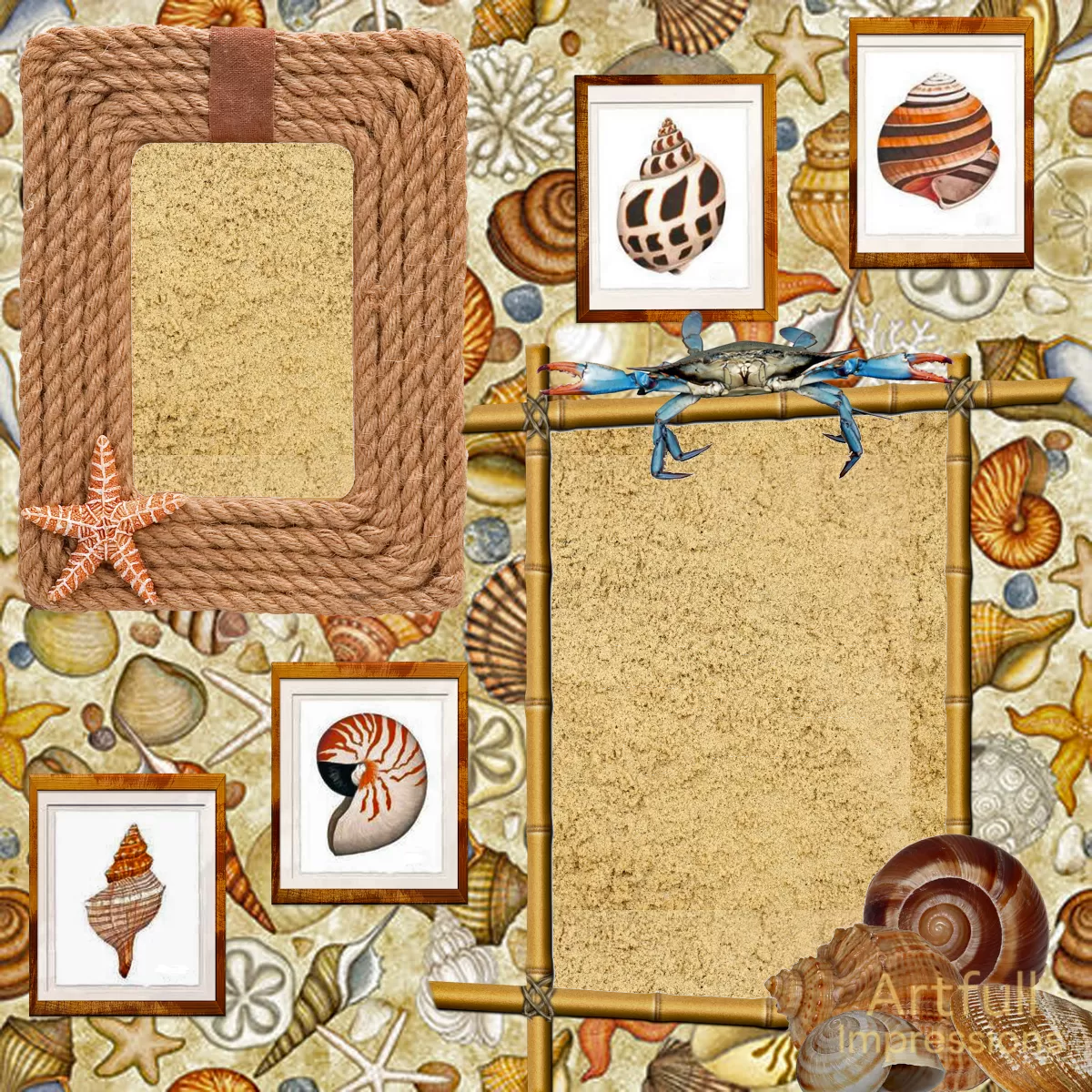 Beach Themed “By the Sea” Nautical Personalized Wall Art or Scrapbook Page