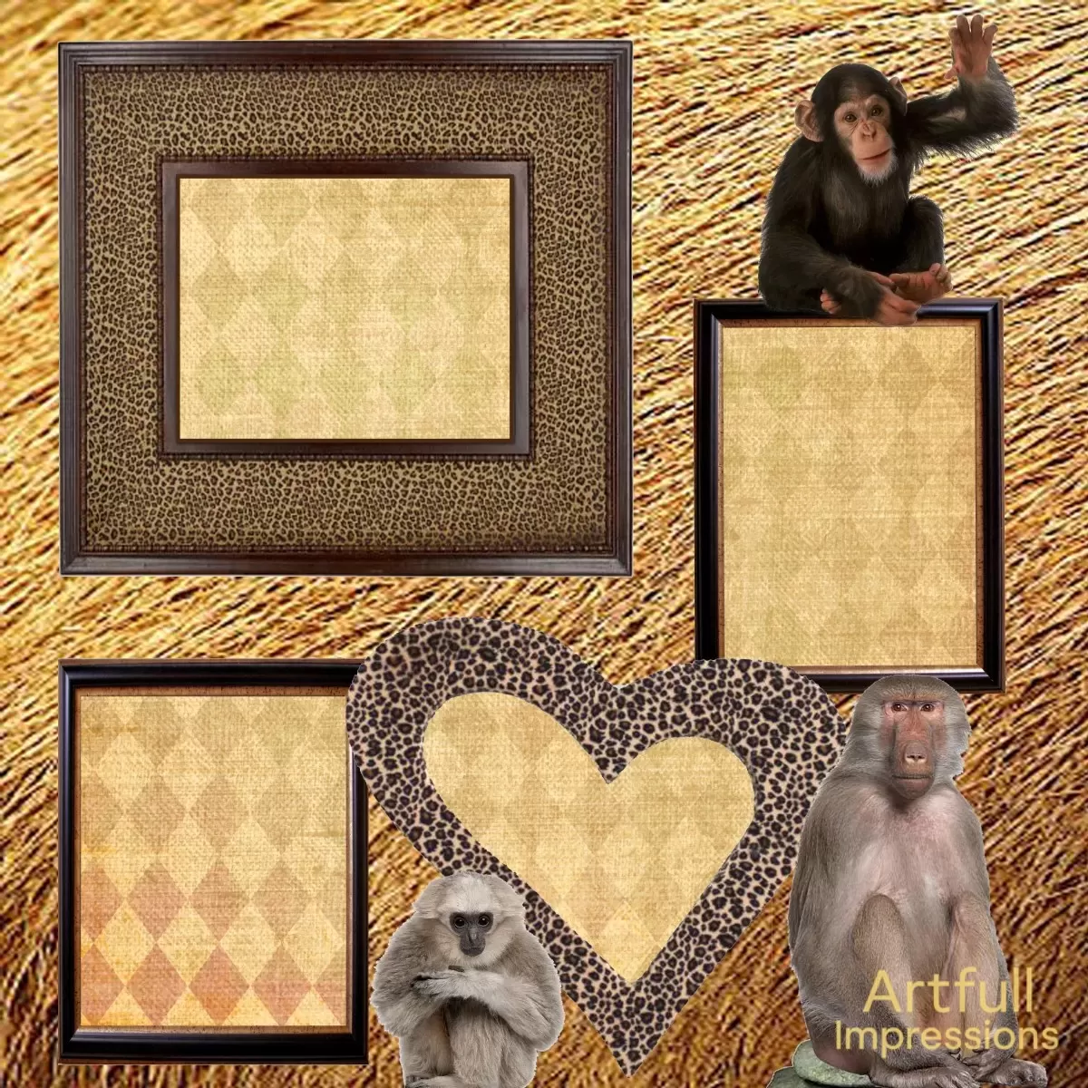 Primates - Safari Love Animal Personalized Wall Art or Scrapbook Page