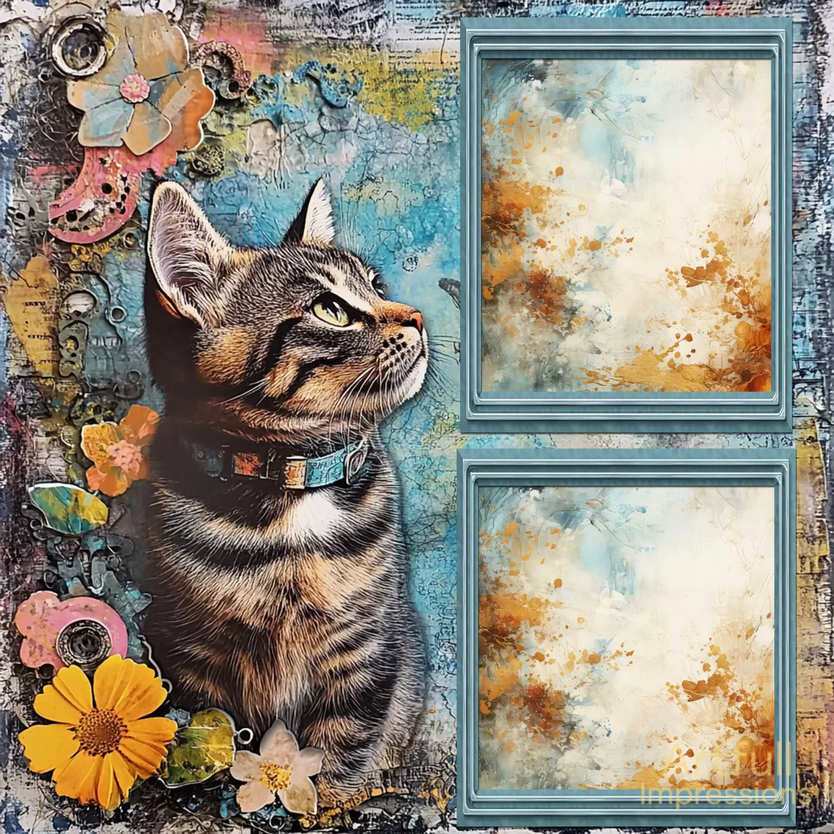 Cats - Whimsical Cat Personalized Wall Art or Scrapbook Page