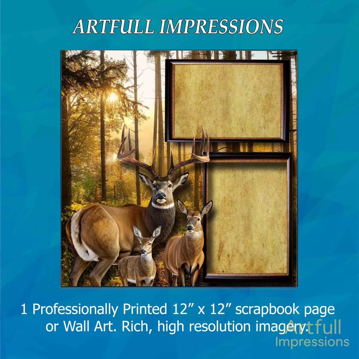 Deer - Whitetail Deer Family Personalized Wall Art or Scrapbook