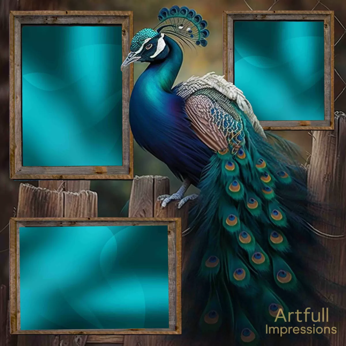 Bird - Regal Peacock Personalized Wall Art or Scrapbook Page