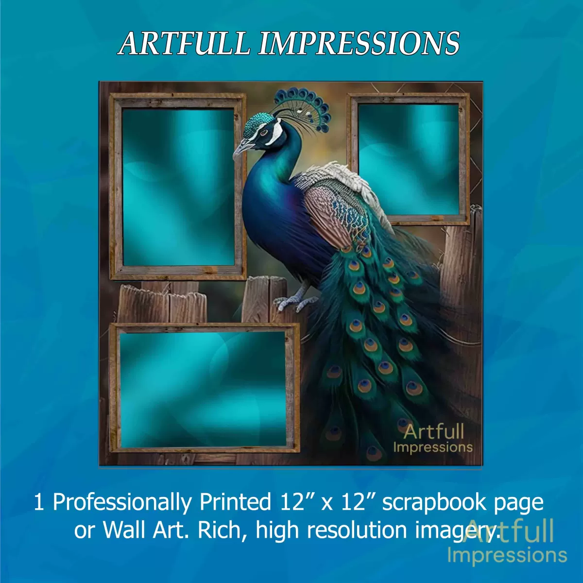 Bird - Regal Peacock Personalized Wall Art or Scrapbook Page
