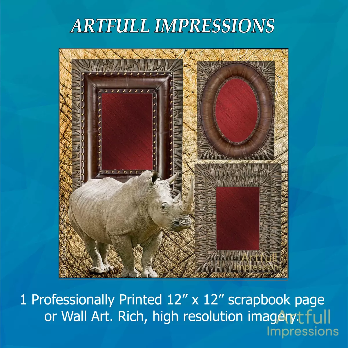 Rhino - Safari Personalized Wall Art or Scrapbook Page