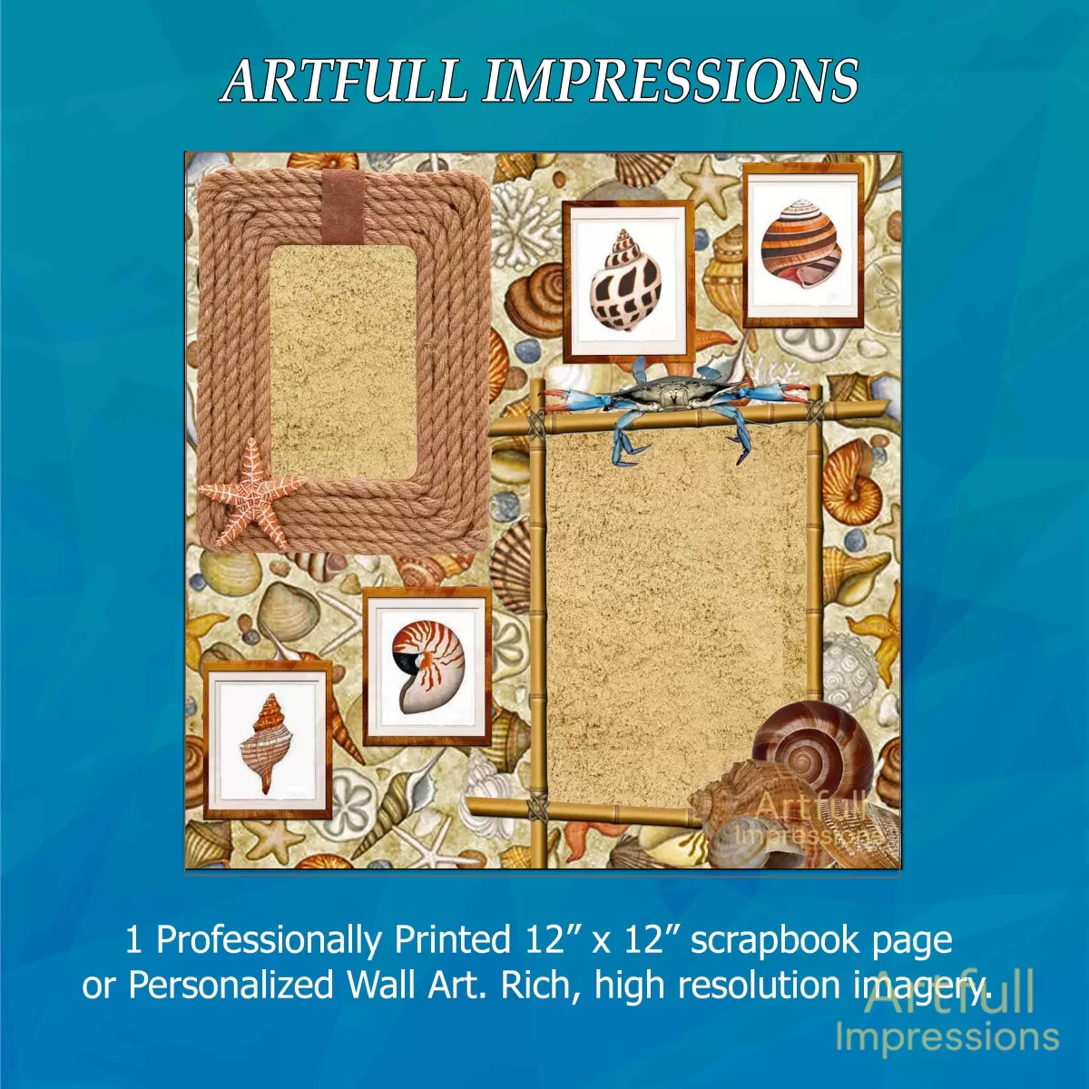 Beach Themed “By the Sea” Nautical Personalized Wall Art or Scrapbook Page