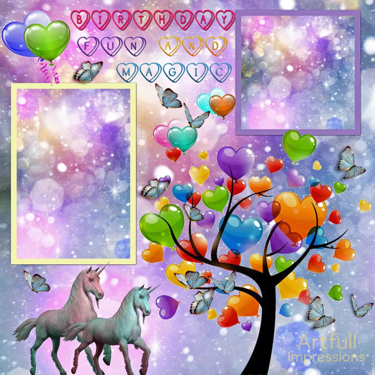 Birthday - Unicorn Fun and Magic Personalized Wall Art or Scrapbook Page