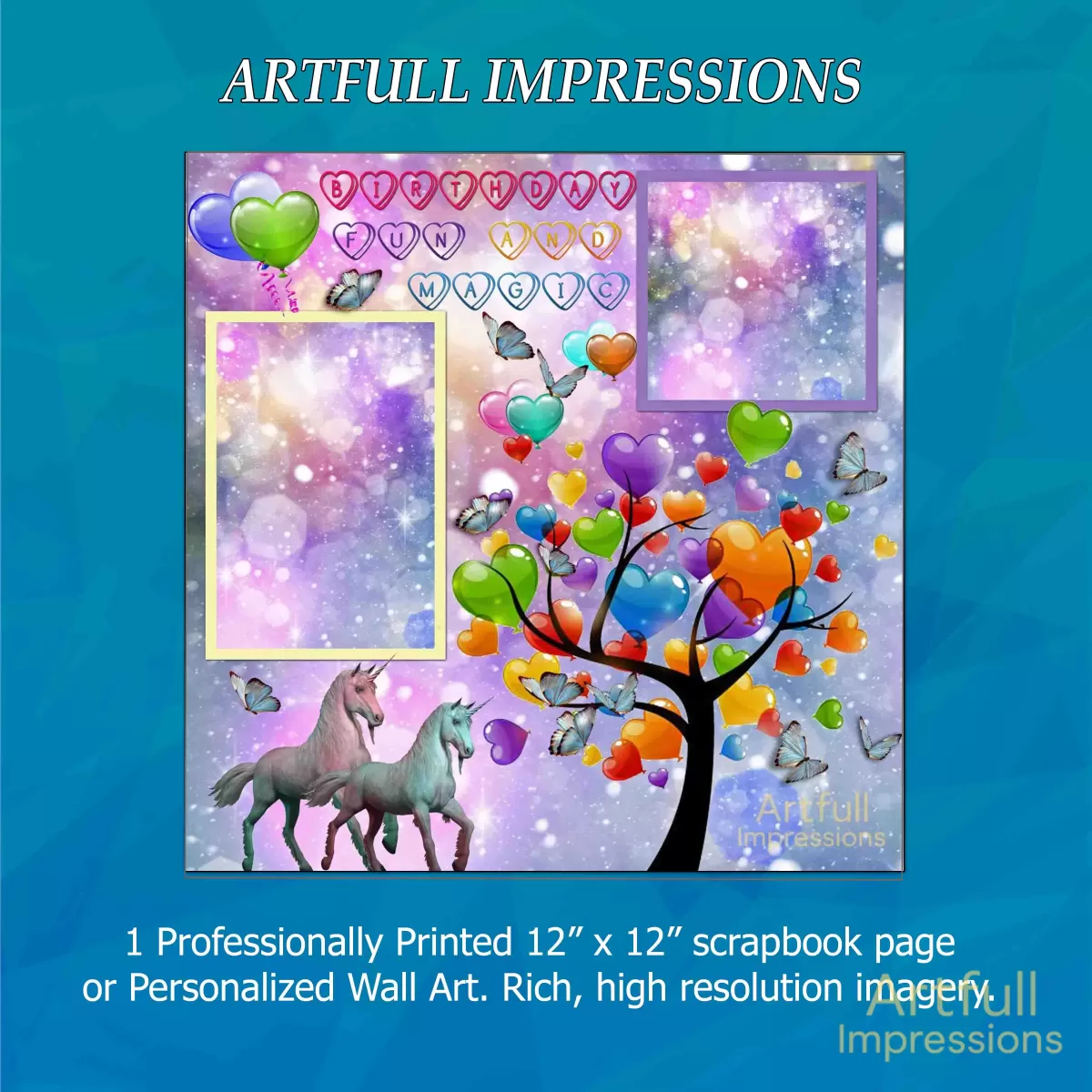 Birthday - Unicorn Fun and Magic Personalized Wall Art or Scrapbook Page