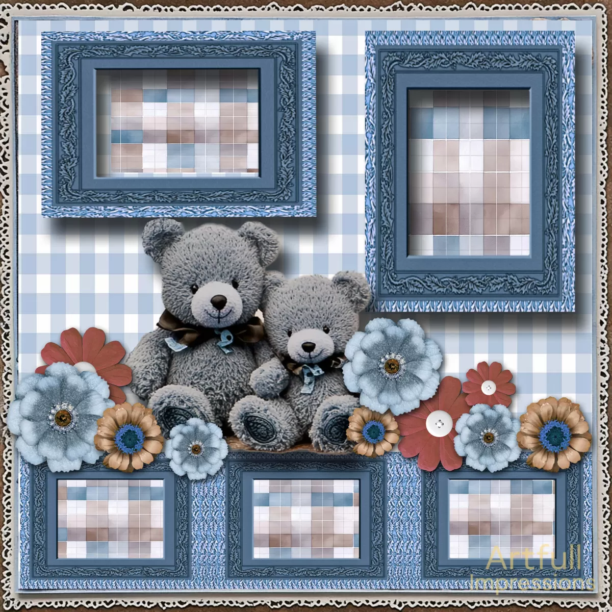 Children - Baby Boy Teddy Bear Personalized Wall Art or Scrapbook Page