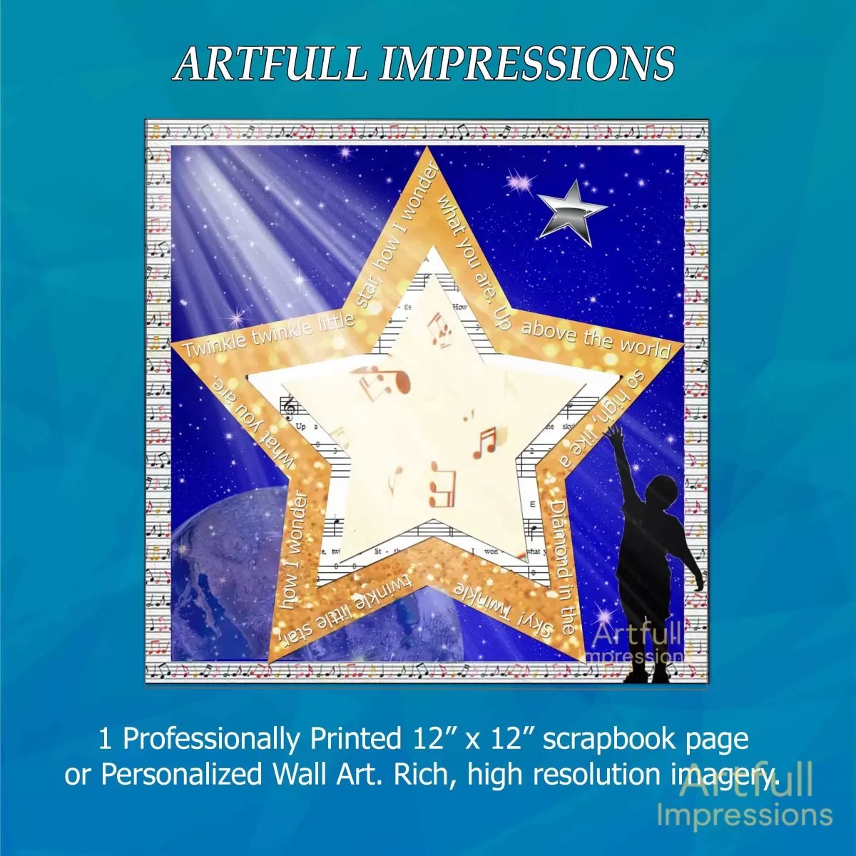 Children - Twinkle Twinkle Little Star - A Boy's Personalized Wall Art or Scrapbook Page