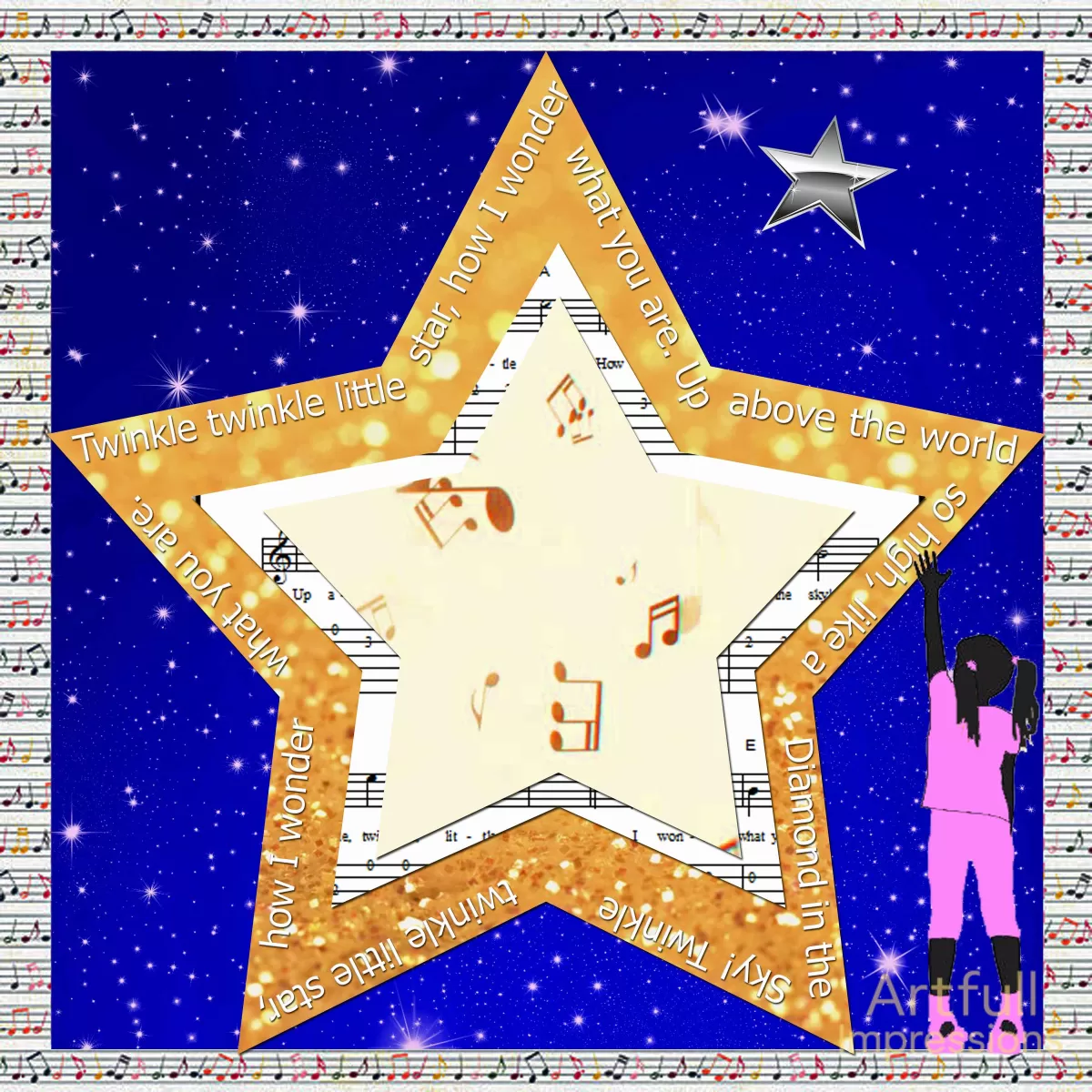 Children-Twinkle Twinkle Little Star – A Girl’s Personalized Wall Art or Scrapbook Page