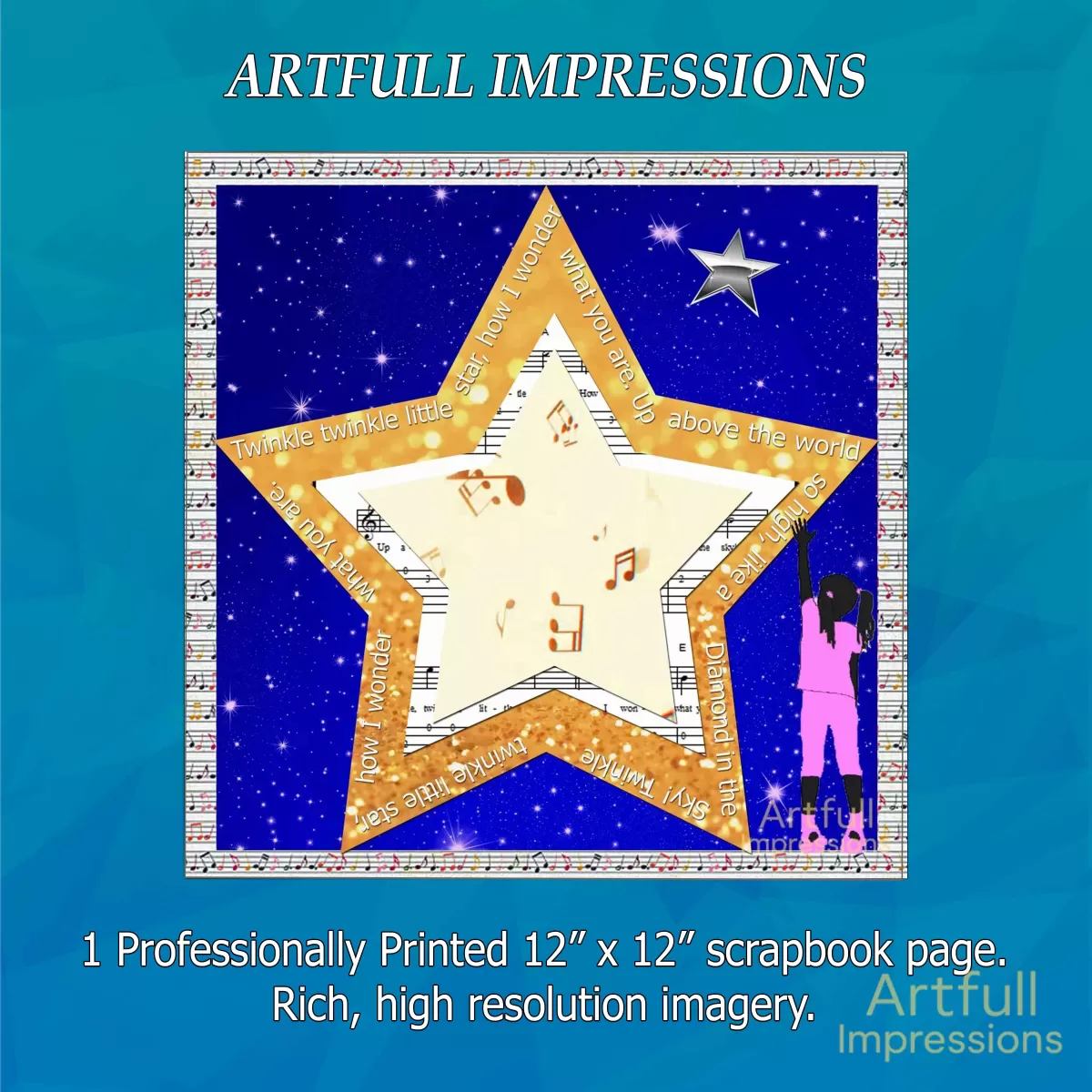 Children-Twinkle Twinkle Little Star – A Girl’s Personalized Wall Art or Scrapbook Page