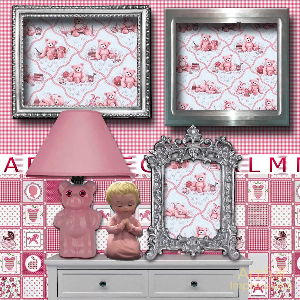 Children - Sweet Slumber in Pink – Two Page Nursery Set Personalized Wall Art or Scrapbook Page
