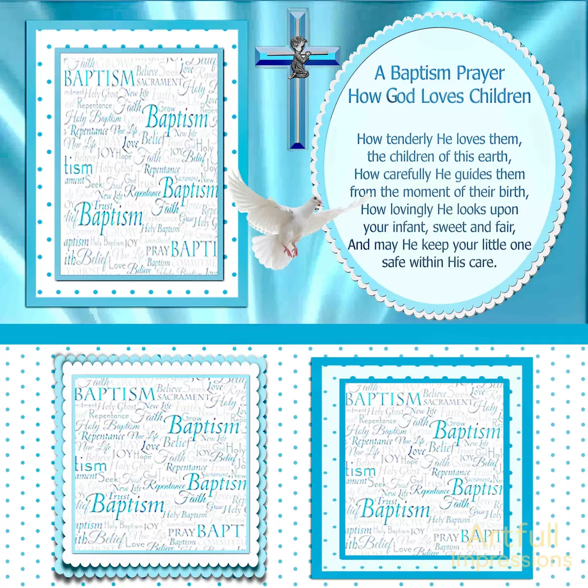 Children - Blessed Baptism Keepsake for Boys – 2 Pages for Personalized Wall Art or Scrapbook