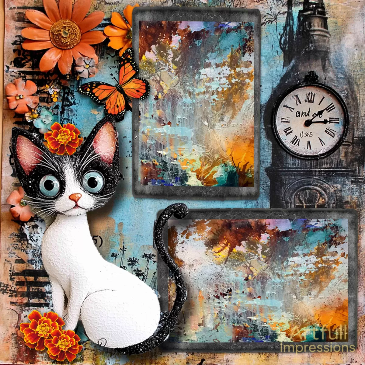 Cats - Curious Whiskers Personalized Wall Art or Scrapbook Page