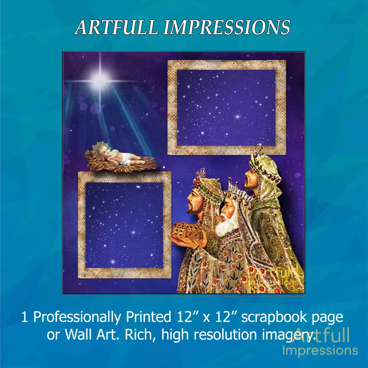 Christmas - Wise Men’s Journey Nativity Scrapbook Page or Seasonal Wall Art