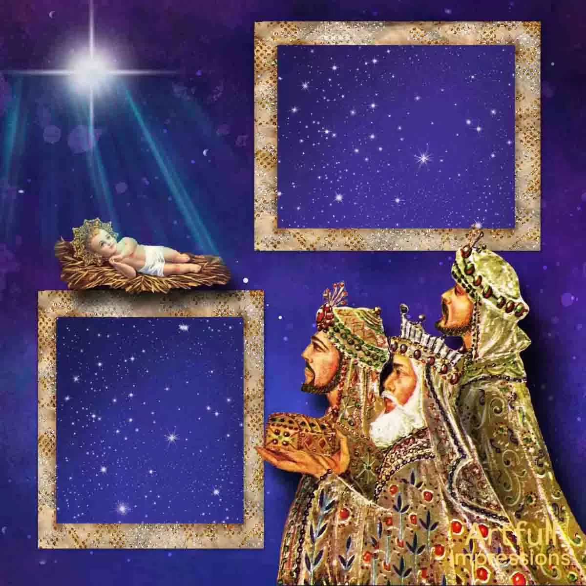 Christmas - Wise Men’s Journey Nativity Scrapbook Page or Seasonal Wall Art