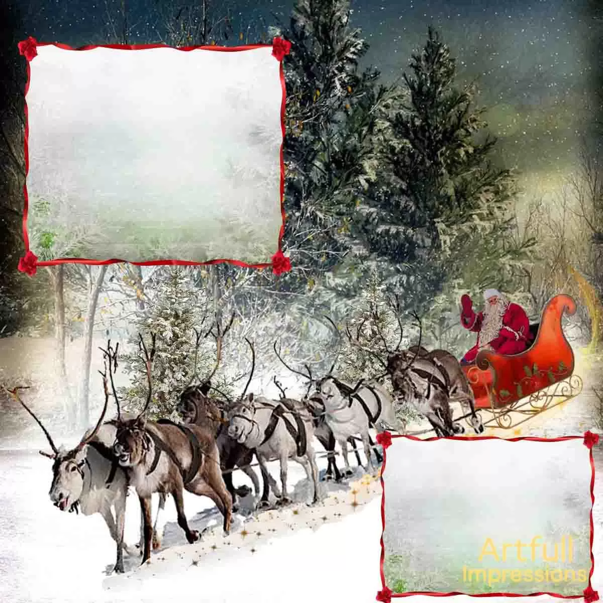 Christmas - Santa’s Sleigh Ride – Seasonal Wall Art or Scrapbook Page