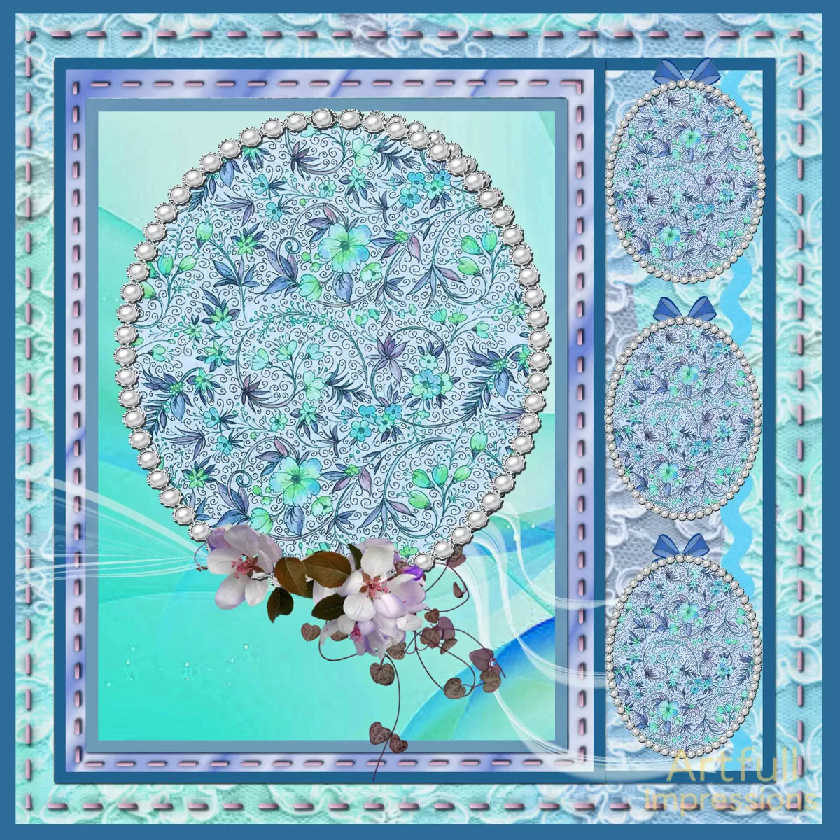 Easter - Blue Blossom Easter - Personalized Wall Art or Scrapbook Page