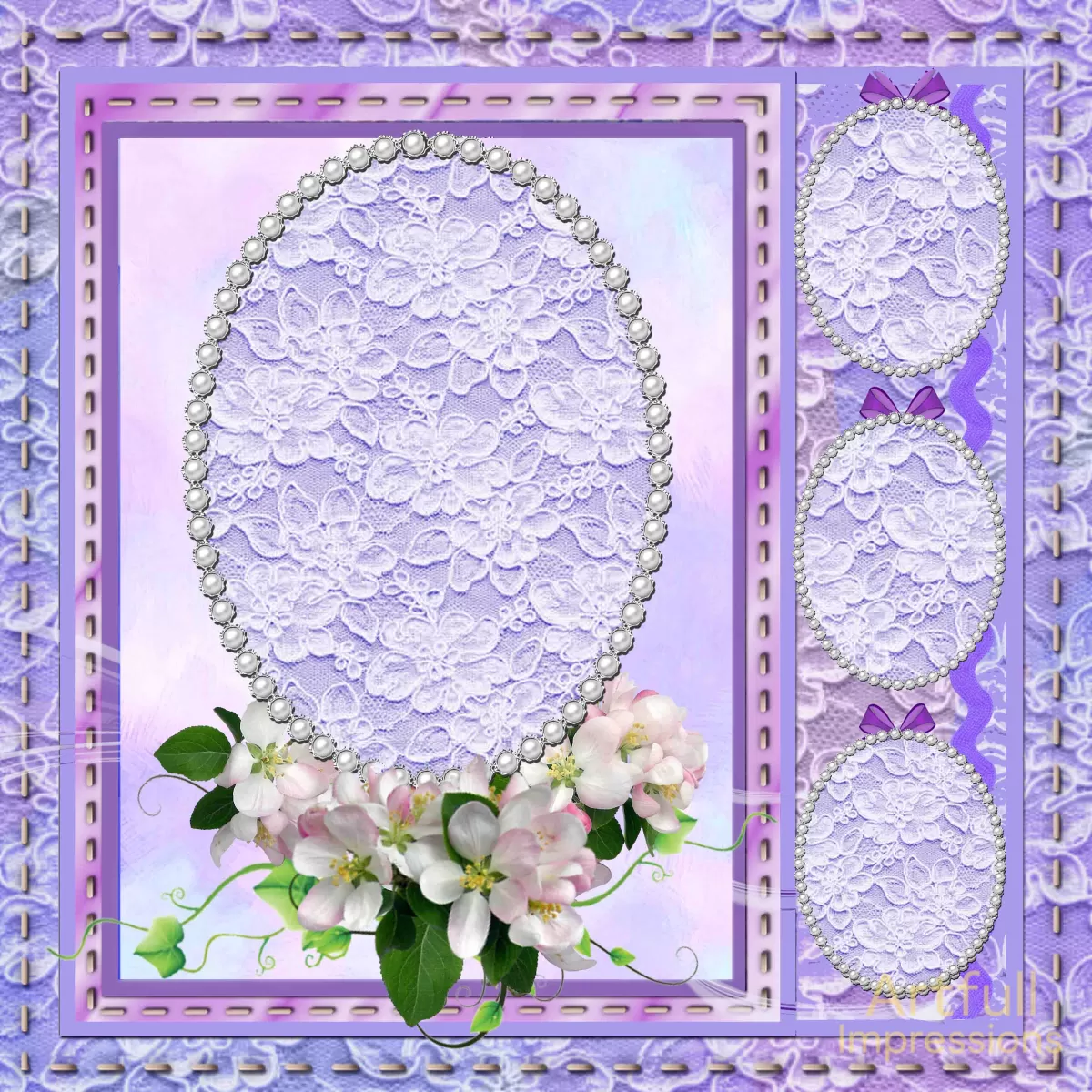 Easter -Lace & Lavender Personalized Wall Art or Scrapbook Page Set (2 Pages)
