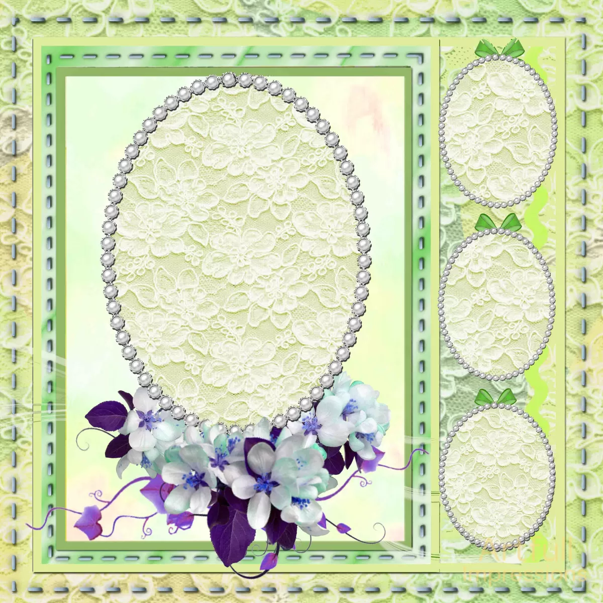 Easter - Spring Lace Garden Personalized Wall Art or Scrapbook Page Set (2 Pages)