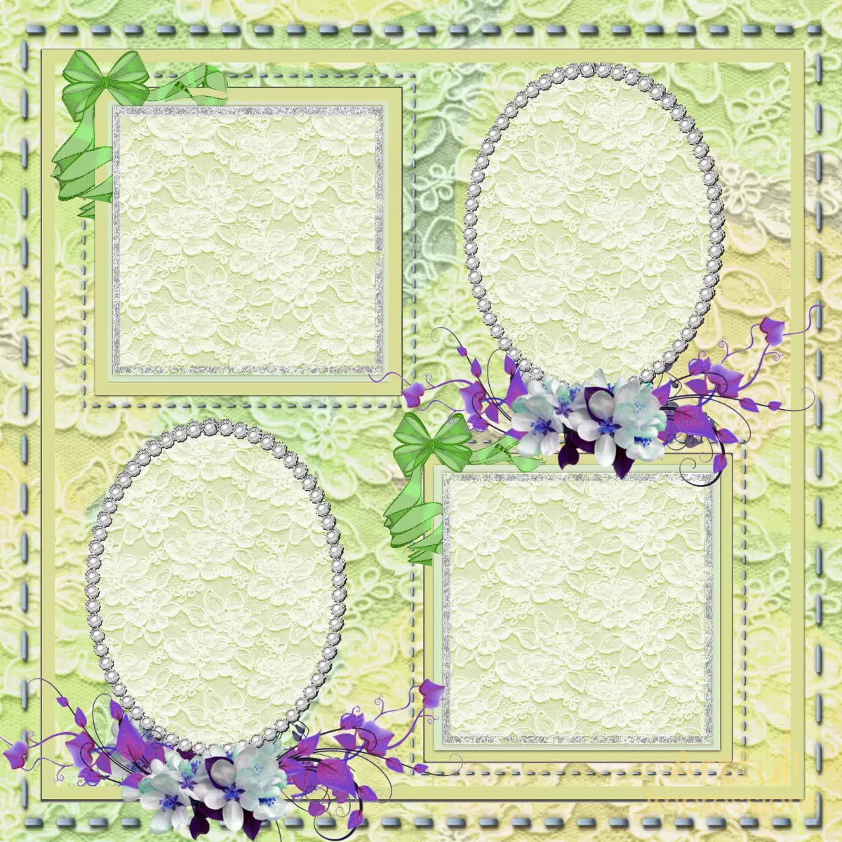 Easter - Spring Lace Garden Personalized Wall Art or Scrapbook Page Set (2 Pages)