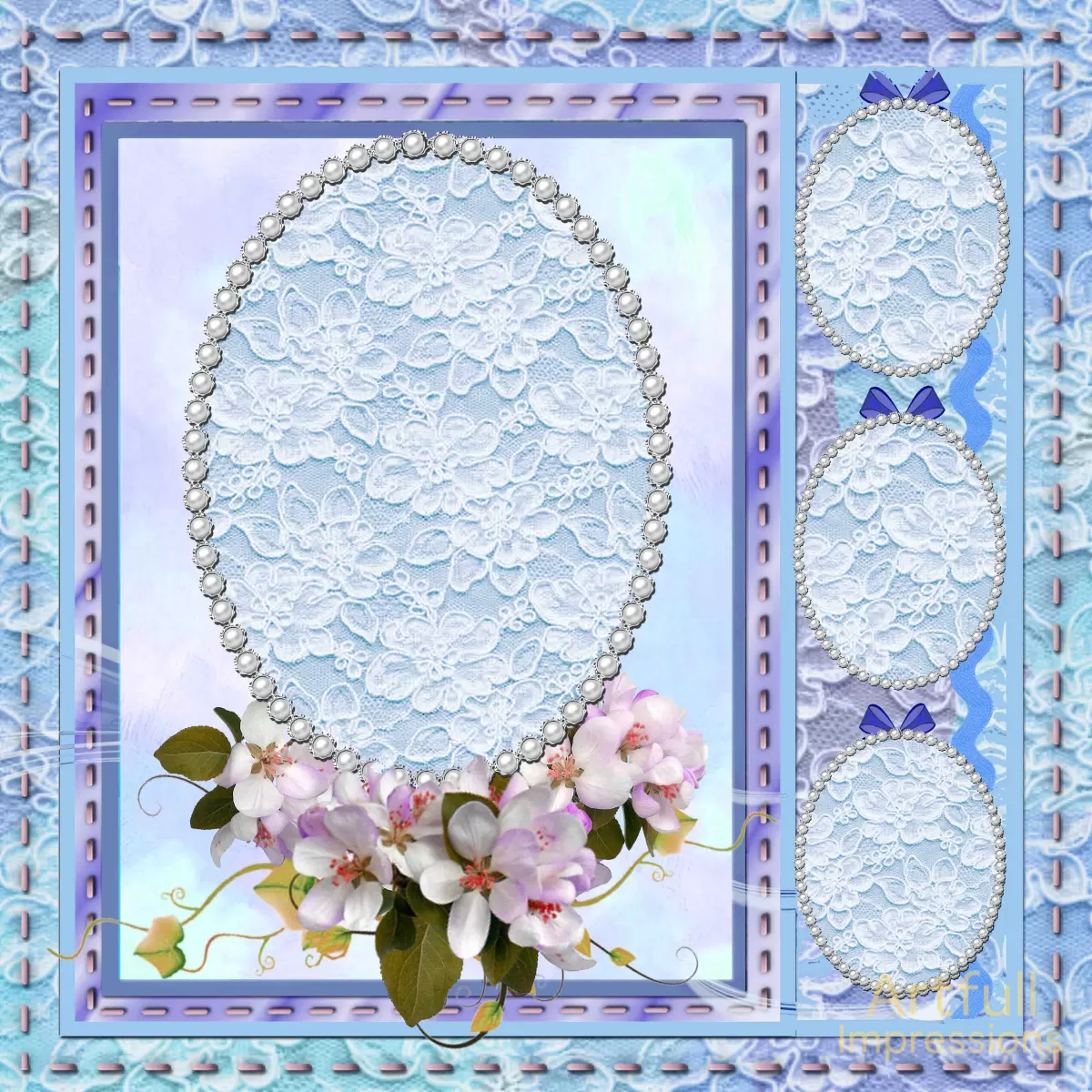 Easter- Bluebell Lace Elegance Personalized Wall Art or Scrapbook Page Set (2 Pages)