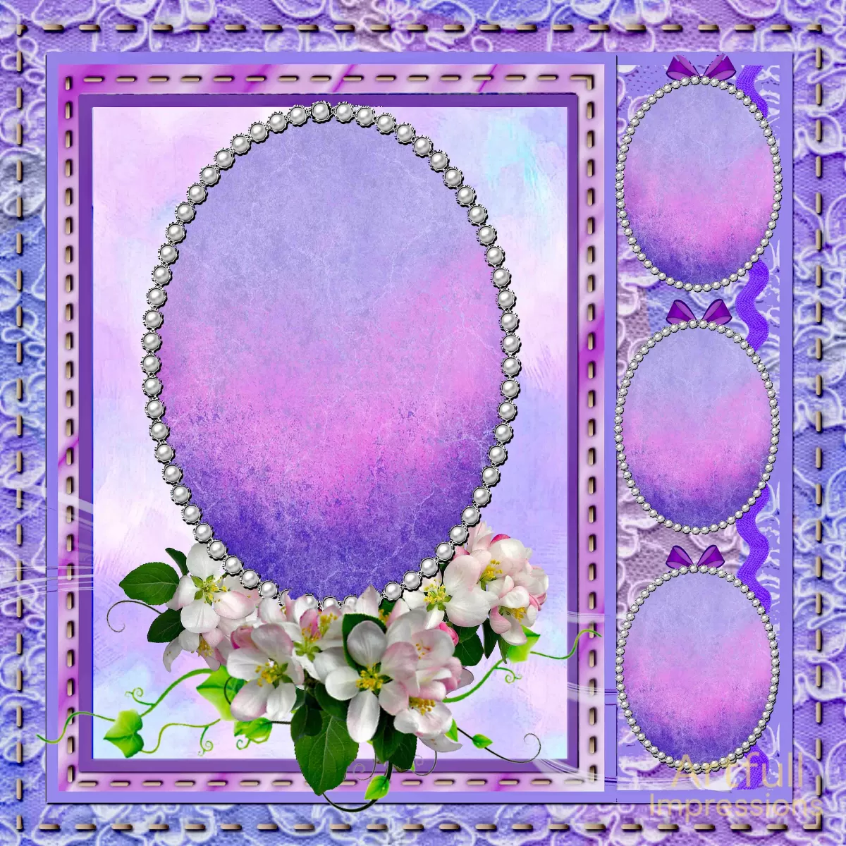 Easter - Violet Blush Lace Elegance – 2 Page Personalized Wall Art or Scrapbook Layout