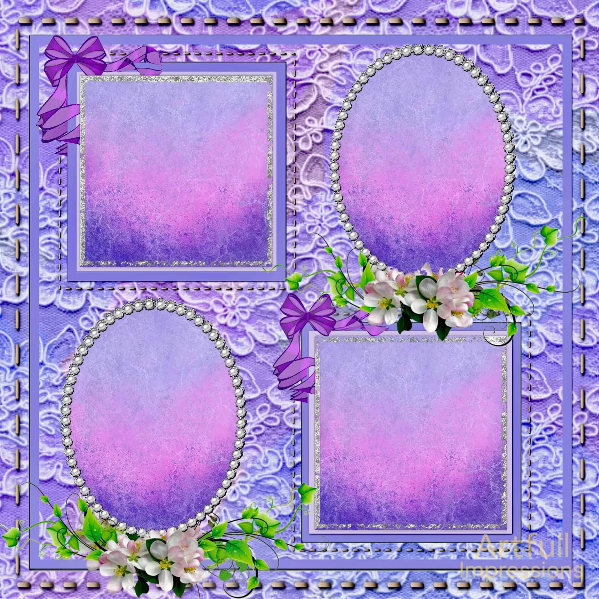 Easter - Violet Blush Lace Elegance – 2 Page Personalized Wall Art or Scrapbook Layout