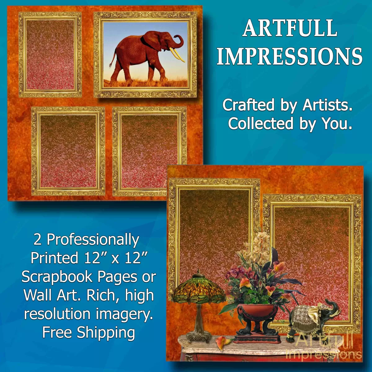 Set of 2 Elegant Elephant Themed Prints