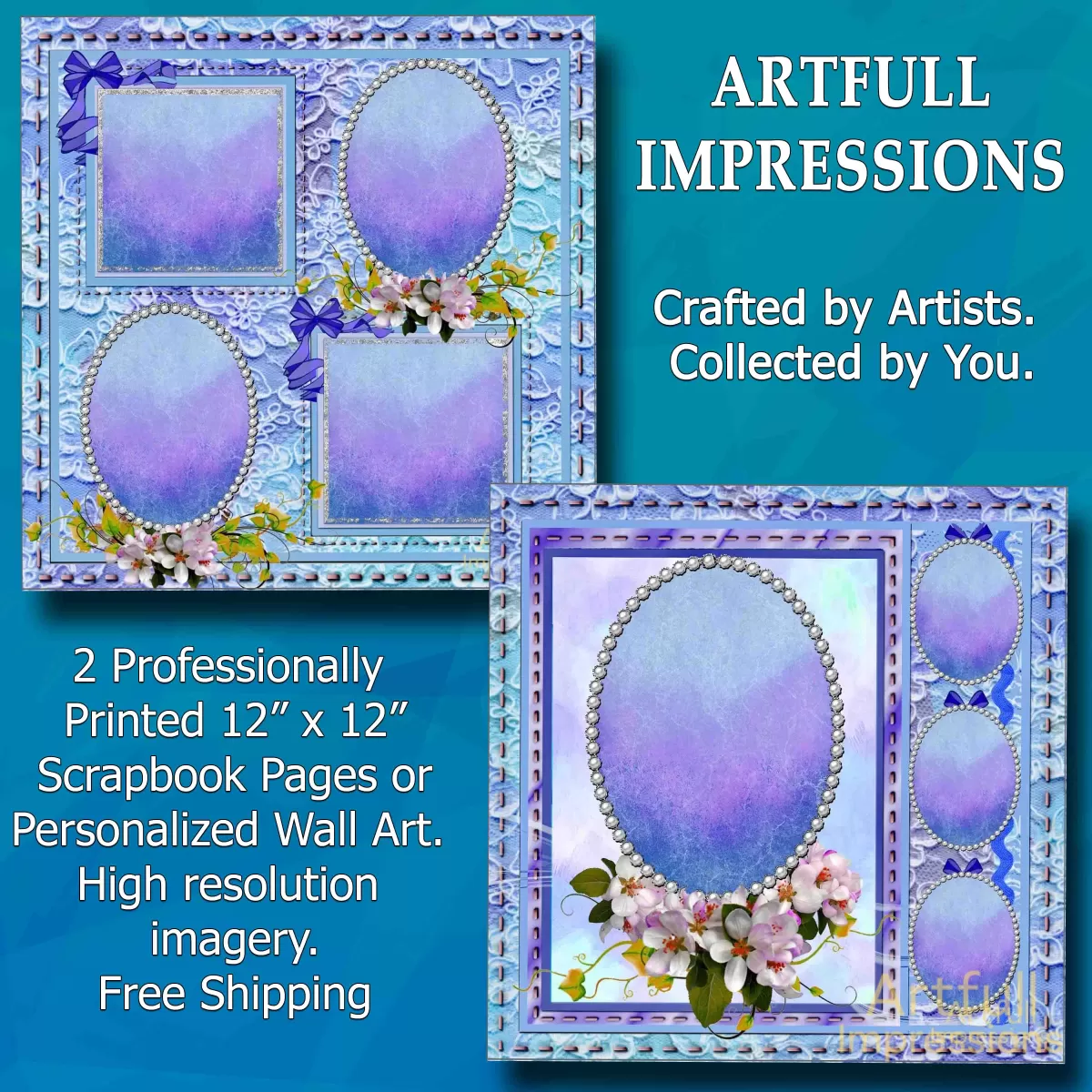 Elegant Violet & Blue Gradient Lace Set of 2 for Easter