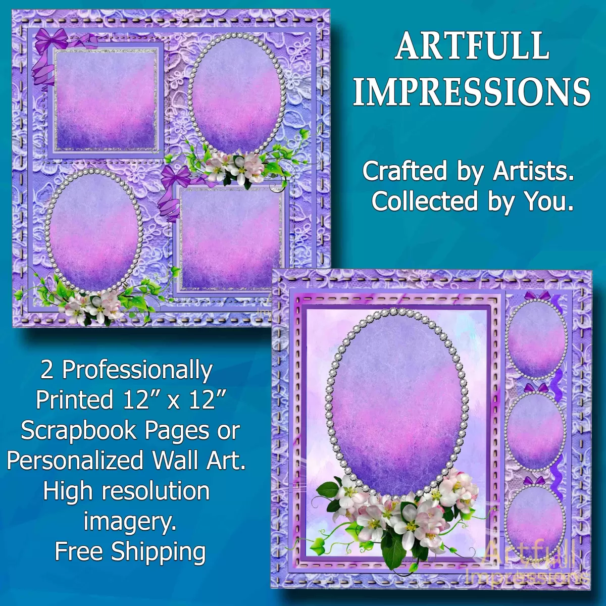 Violet Blush Lace Elegance – 2 Pages - Perfect for Easter