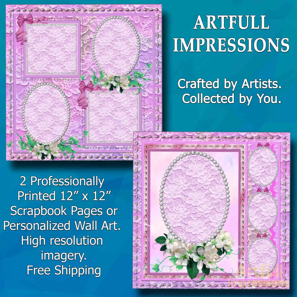 Petal Pink Lace - Set of 2