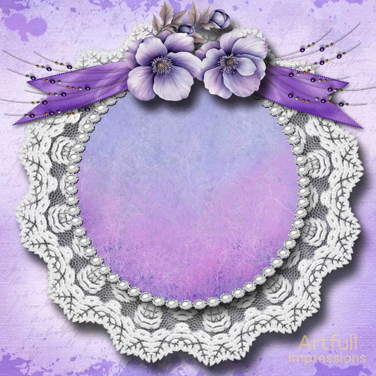 Elegant Purple Lace & Flowers Perfect for Grandmother