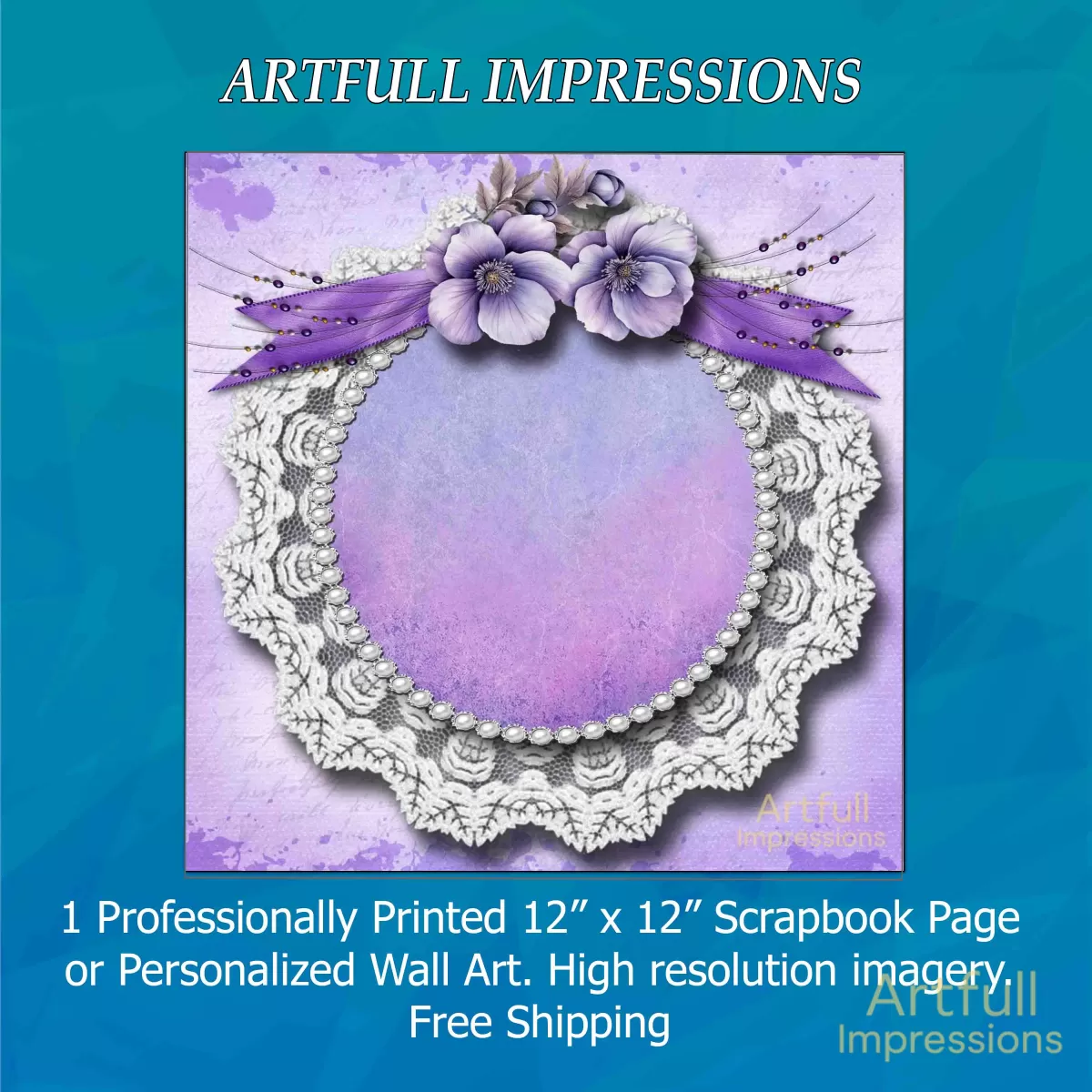 Elegant Purple Lace & Flowers Perfect for Grandmother