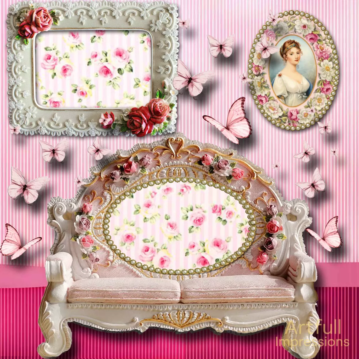 Victorian Pink Roses & Butterflies for any Female Family Member
