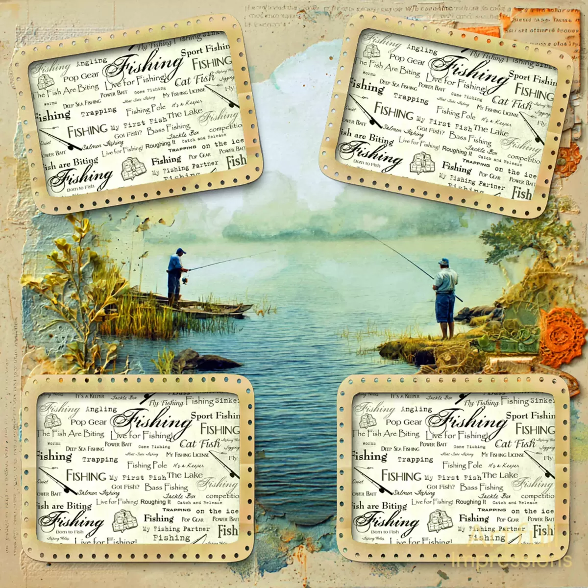 Vintage Fishing Scene