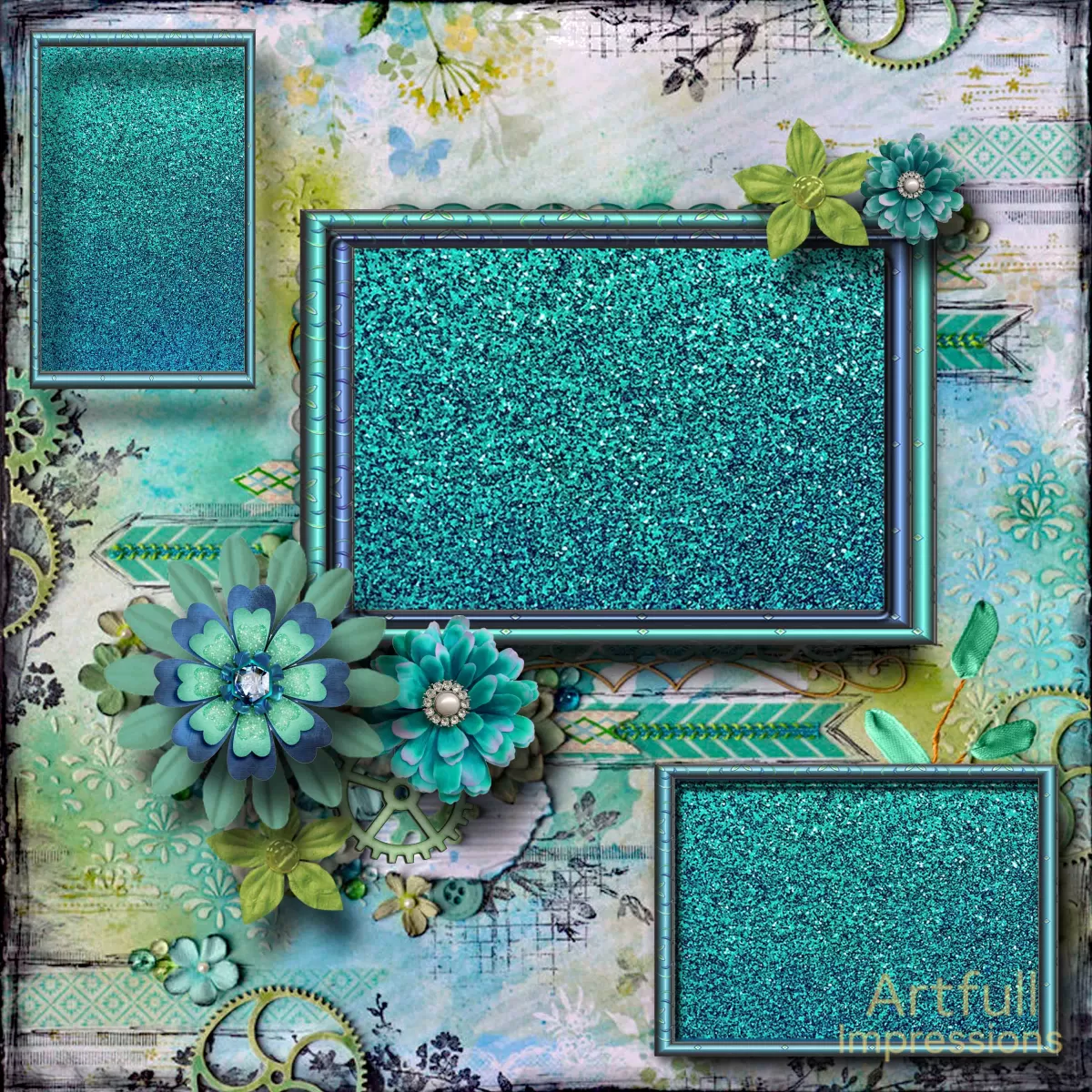 Rich Teal Blooms with a Touch of Steampunk