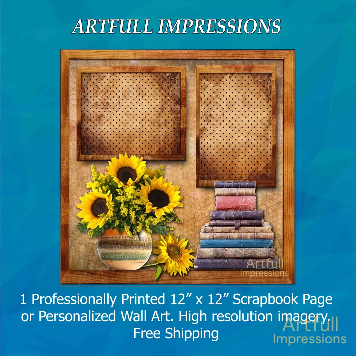 Sunflowers & Rustic Old Books Creating Nostalgia
