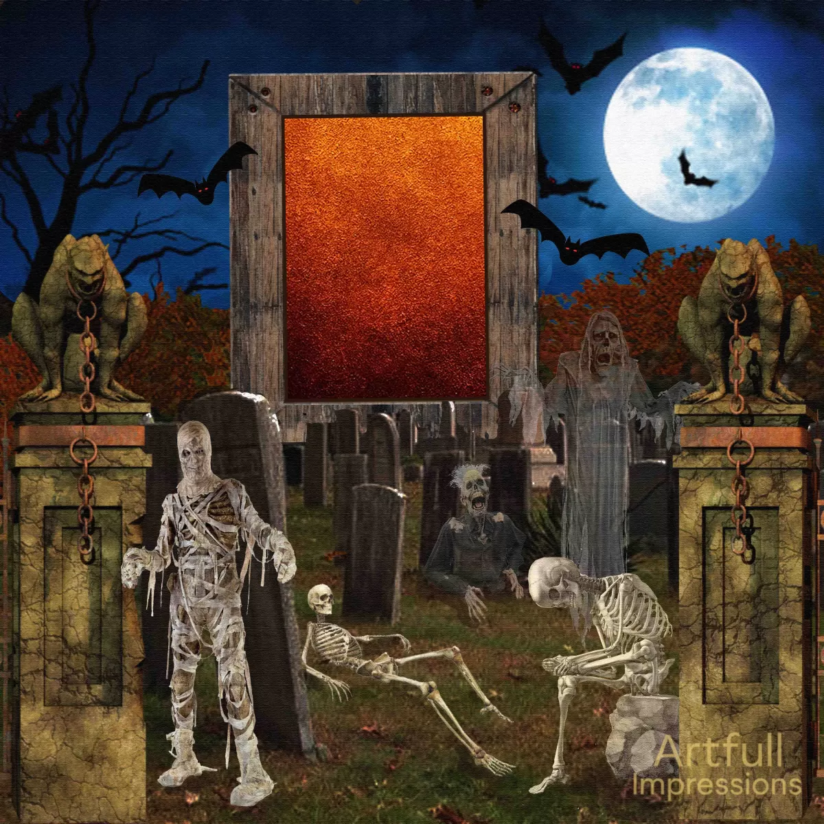 Haunted Skeletal & Ghouls Gathering in a Creepy Cemetery
