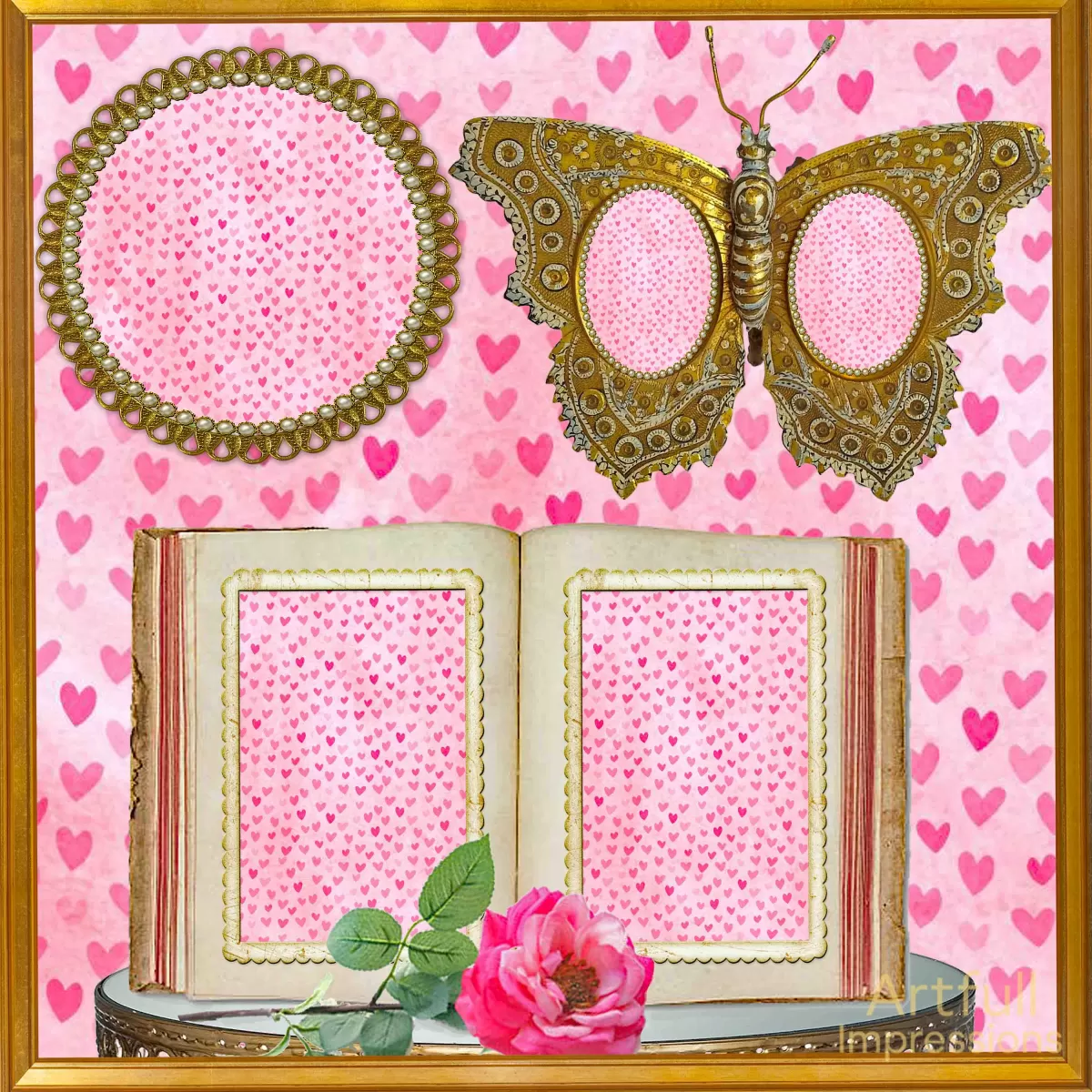 Romantic Heart & Flower Themed – Set of 2