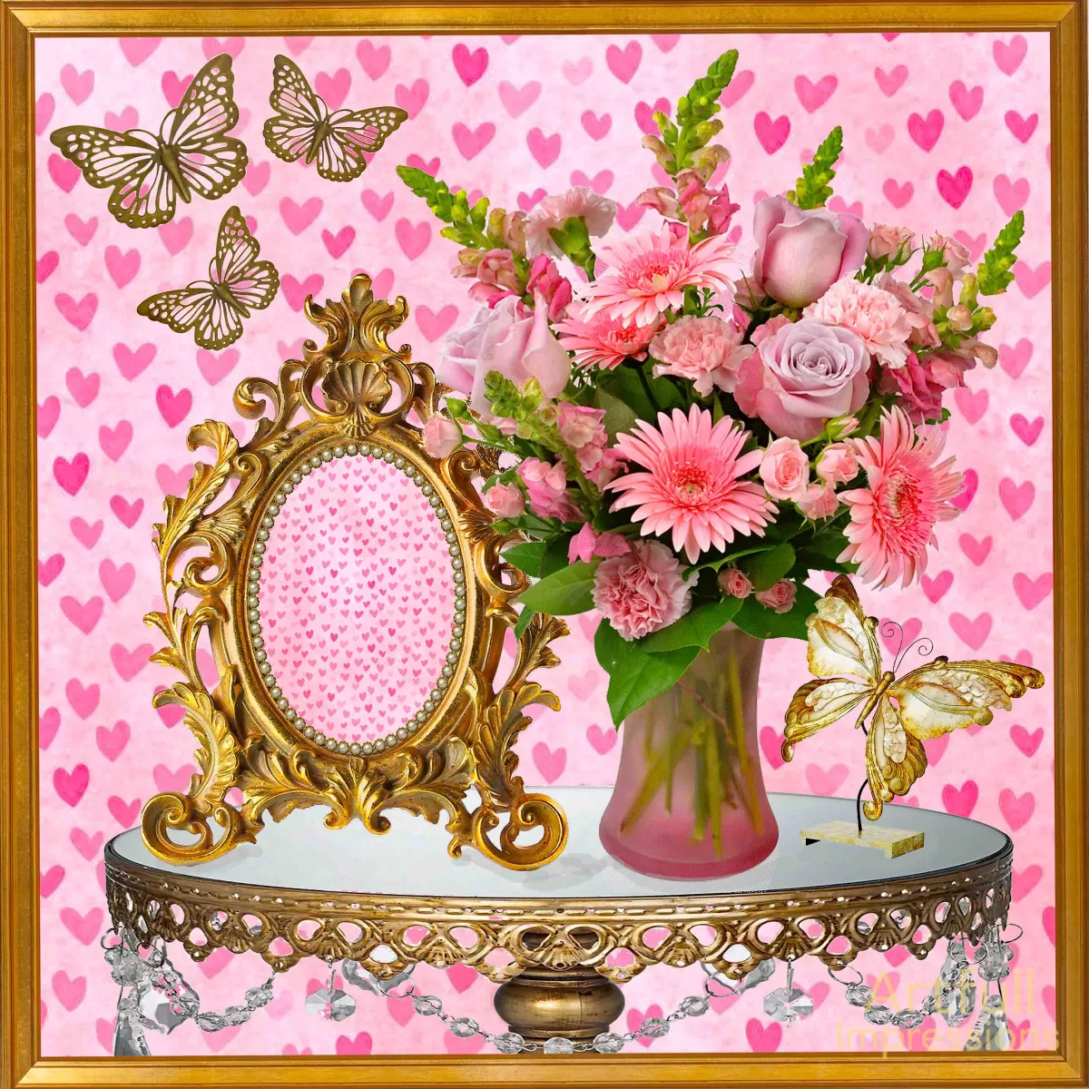 Romantic Heart & Flower Themed – Set of 2