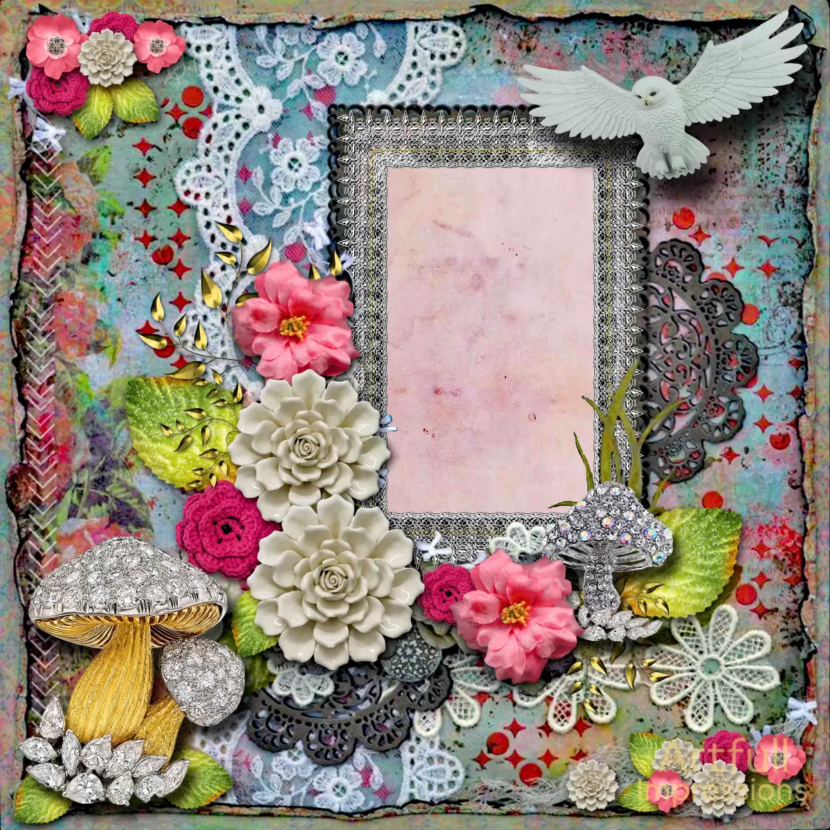 Jeweled Mushrooms-Whimsical Garden "Lace & Bloom"