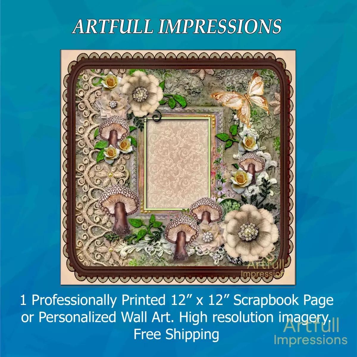 Jeweled Mushrooms Woodland Lace "Earthbound Elegance"