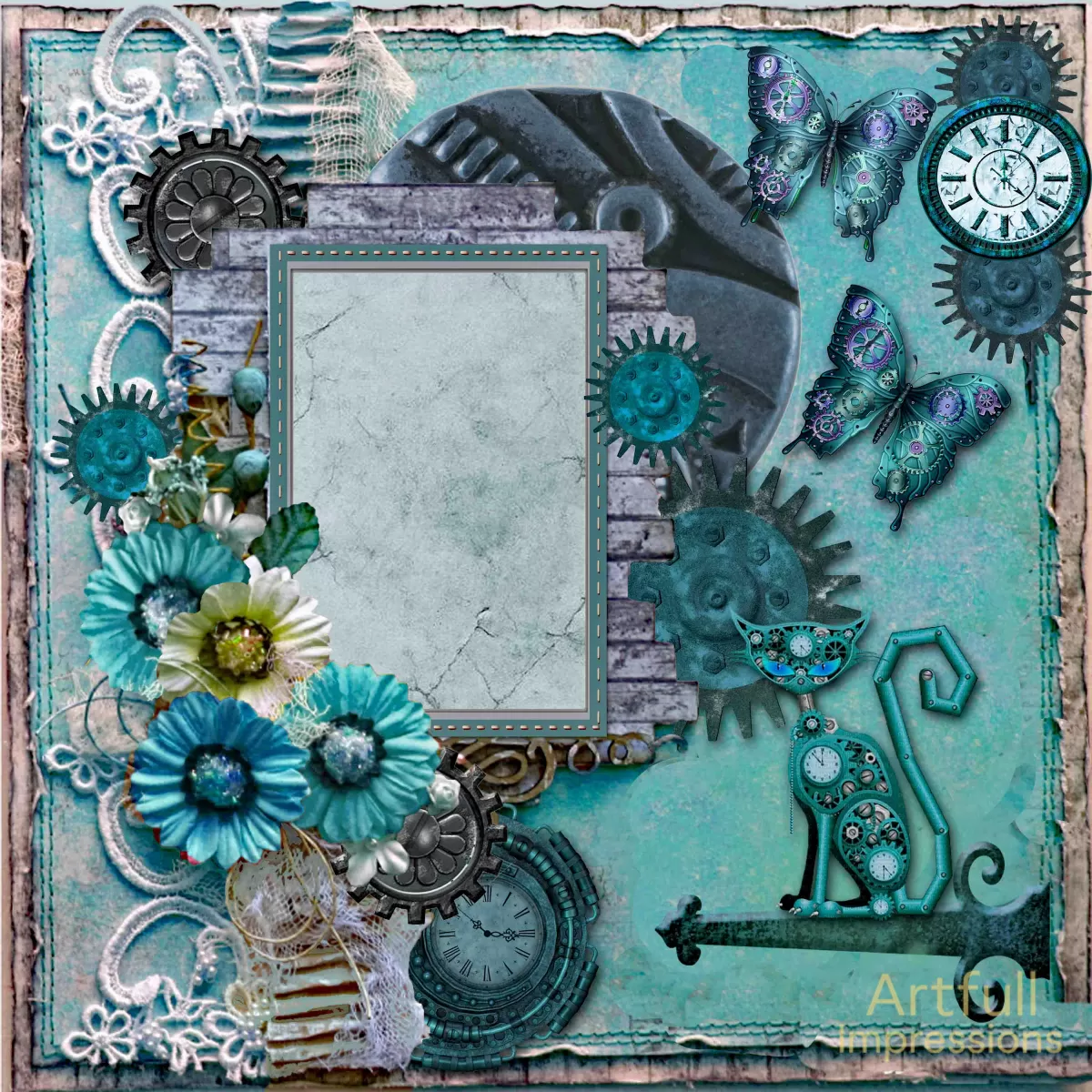 AQUA MECHANICA – Whimsical Steampunk Cat & Butterfly