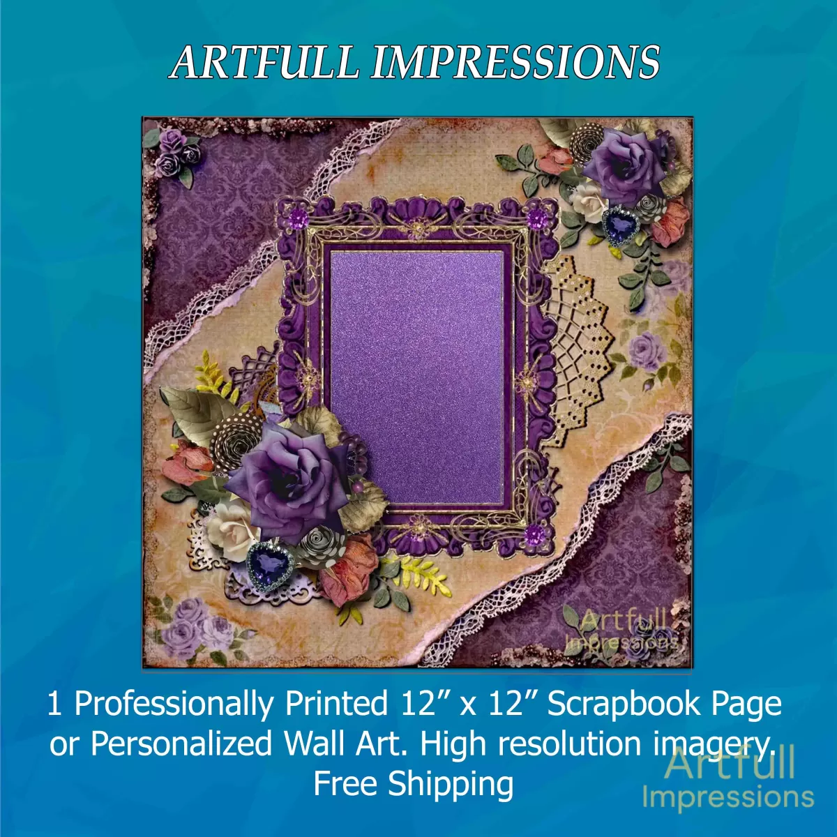 ROYAL VIOLET ROMANCE – Vintage Lace & Purple Roses