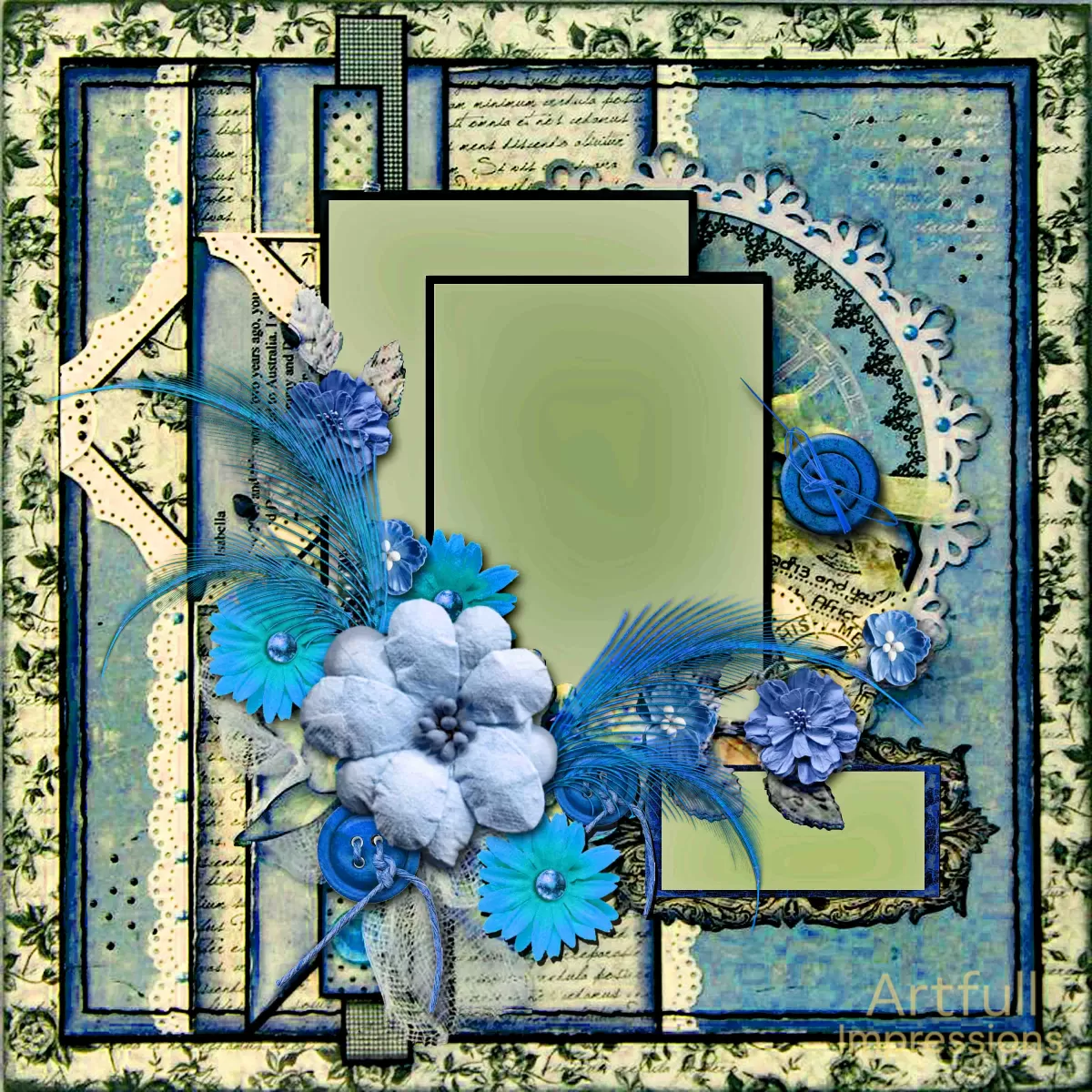 "Blue Notes & Blossoms" – Vintage-Inspired