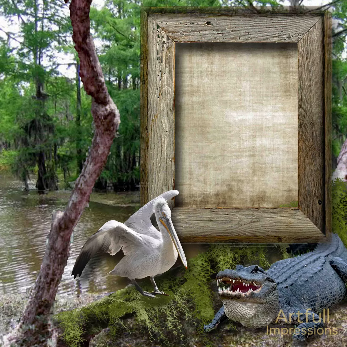 Southern Bayou Rustic Wildlife Featuring an Alligator